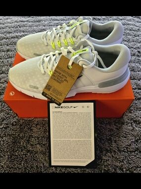 Nike White and Neon Yellow Golf Trainers Mens Size 10 - FQ7875-101